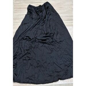 Vanity Fair Black Maxi Half Slip Lace Trim Nylon Long Skirt Underwear